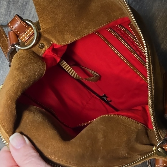 Dooney & Bourke honey color 100% leather suede large Sloan purse - Picture 10 of 12